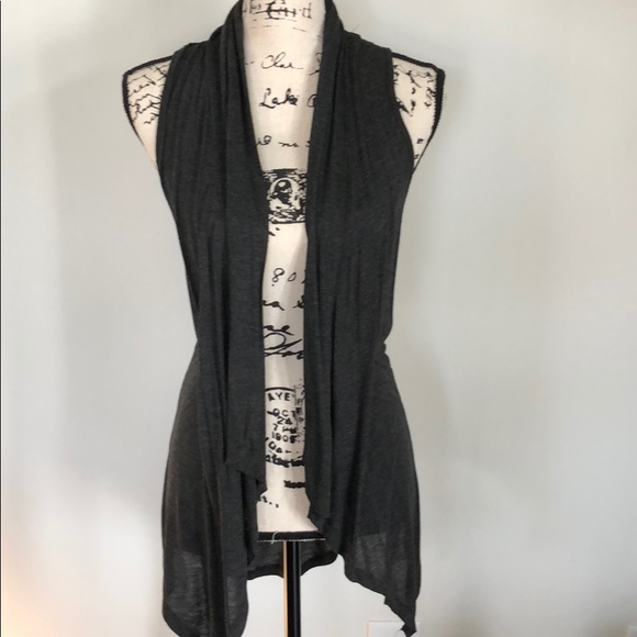 Ambiance Tops - Dark Heathered Grey Sleeveless Shrug